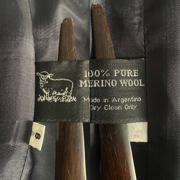 Giorgio Sant’Angelo Women’s 8 Wool Blazer Double Breasted 90s Navy Blue Academia - Picture 4 of 6